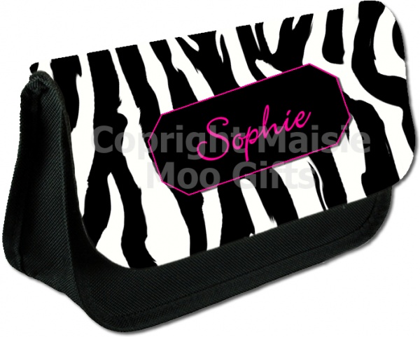Personalised Zebra Print Make Up Bag